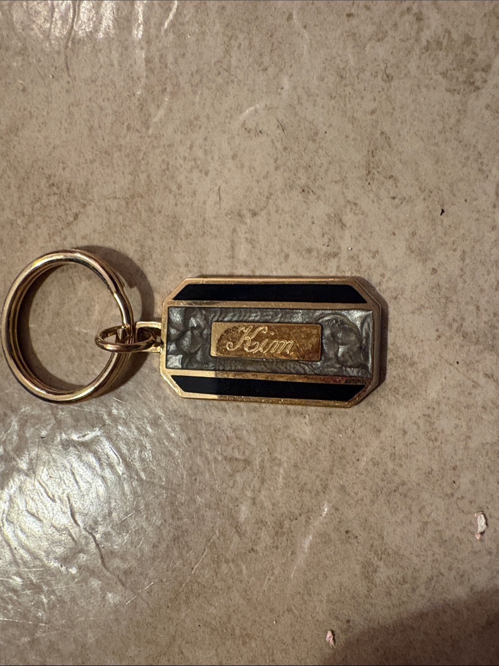 Gold and Black Personalized 'Kim' Keychain Accent - Home Art Accessory